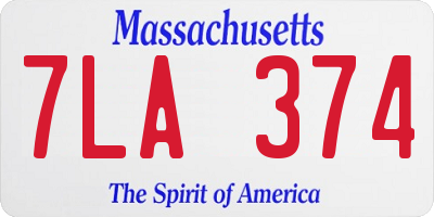 MA license plate 7LA374