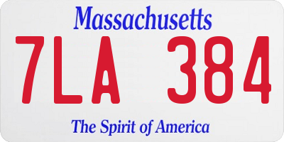 MA license plate 7LA384