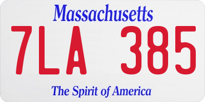 MA license plate 7LA385