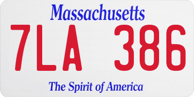 MA license plate 7LA386