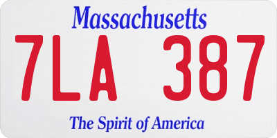 MA license plate 7LA387