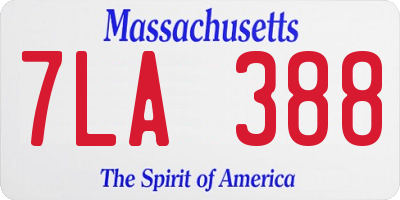 MA license plate 7LA388