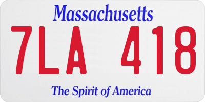 MA license plate 7LA418