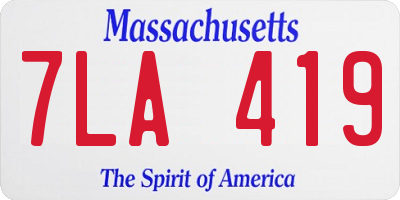MA license plate 7LA419