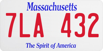 MA license plate 7LA432