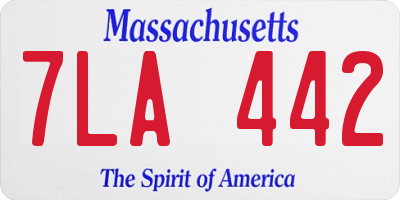MA license plate 7LA442