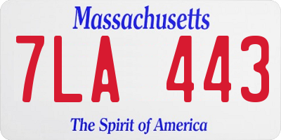 MA license plate 7LA443