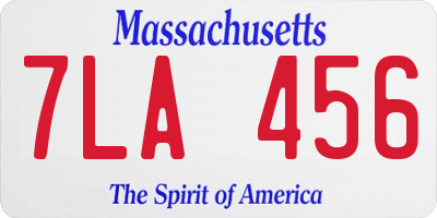 MA license plate 7LA456