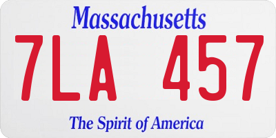 MA license plate 7LA457