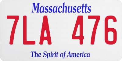 MA license plate 7LA476