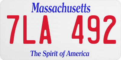 MA license plate 7LA492
