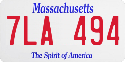 MA license plate 7LA494