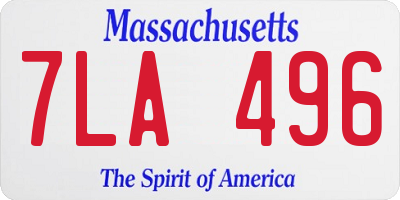 MA license plate 7LA496