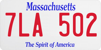 MA license plate 7LA502