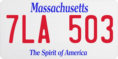 MA license plate 7LA503