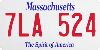 MA license plate 7LA524