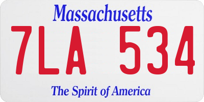 MA license plate 7LA534