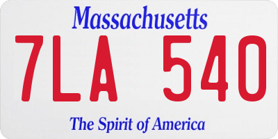 MA license plate 7LA540