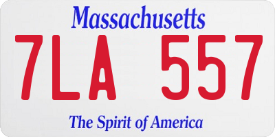 MA license plate 7LA557