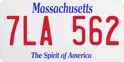 MA license plate 7LA562
