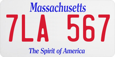 MA license plate 7LA567