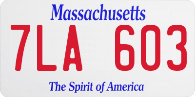 MA license plate 7LA603