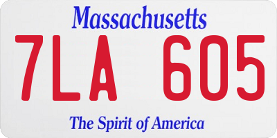 MA license plate 7LA605