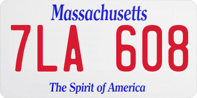MA license plate 7LA608