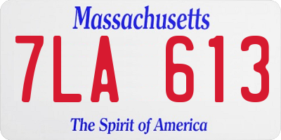 MA license plate 7LA613