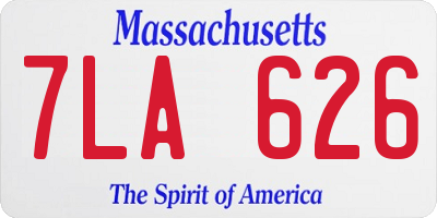 MA license plate 7LA626