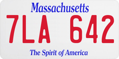 MA license plate 7LA642