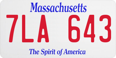 MA license plate 7LA643