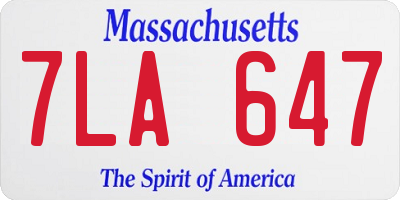 MA license plate 7LA647