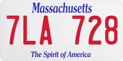 MA license plate 7LA728