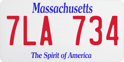 MA license plate 7LA734