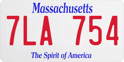 MA license plate 7LA754