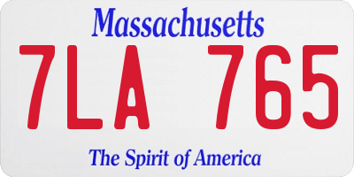MA license plate 7LA765
