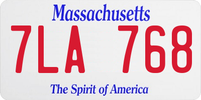 MA license plate 7LA768