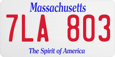 MA license plate 7LA803