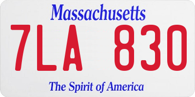 MA license plate 7LA830