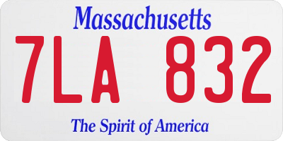 MA license plate 7LA832