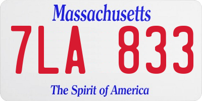 MA license plate 7LA833
