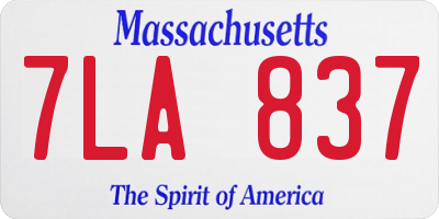 MA license plate 7LA837