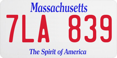 MA license plate 7LA839