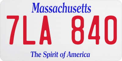 MA license plate 7LA840