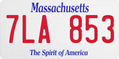 MA license plate 7LA853