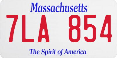 MA license plate 7LA854