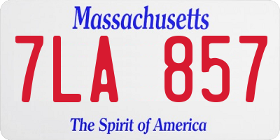 MA license plate 7LA857