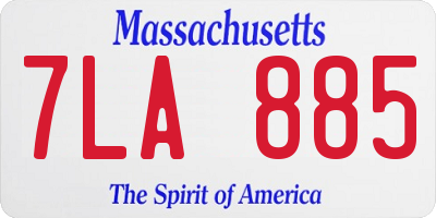 MA license plate 7LA885