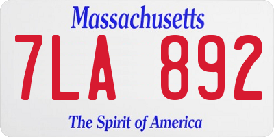 MA license plate 7LA892